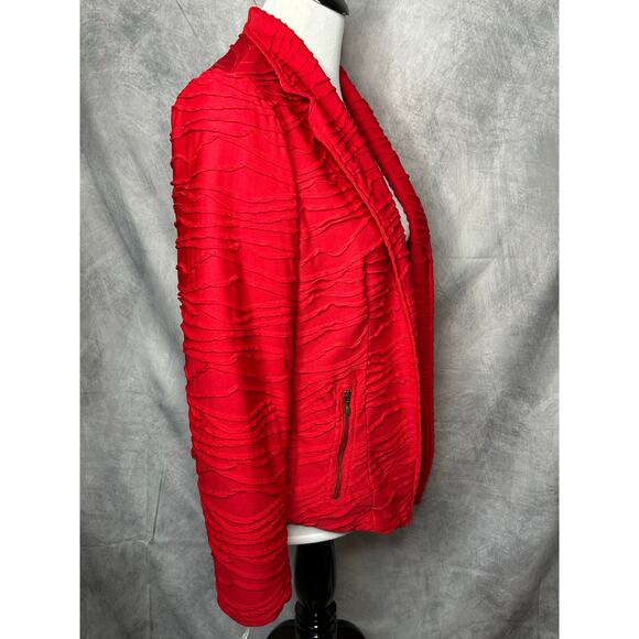 Chico's Jacket Blazer Women Size 1 (Med) Lipstick Red Office Glam Cocktail Party - Picture 3 of 7